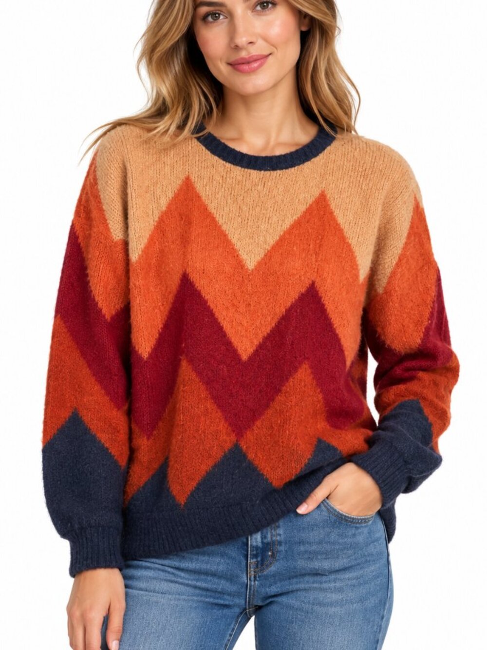 Gemelli Made in Italy Mohair Blend Chevron Sweater Women’s L